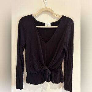 Long-Sleeve Black Tie-Top